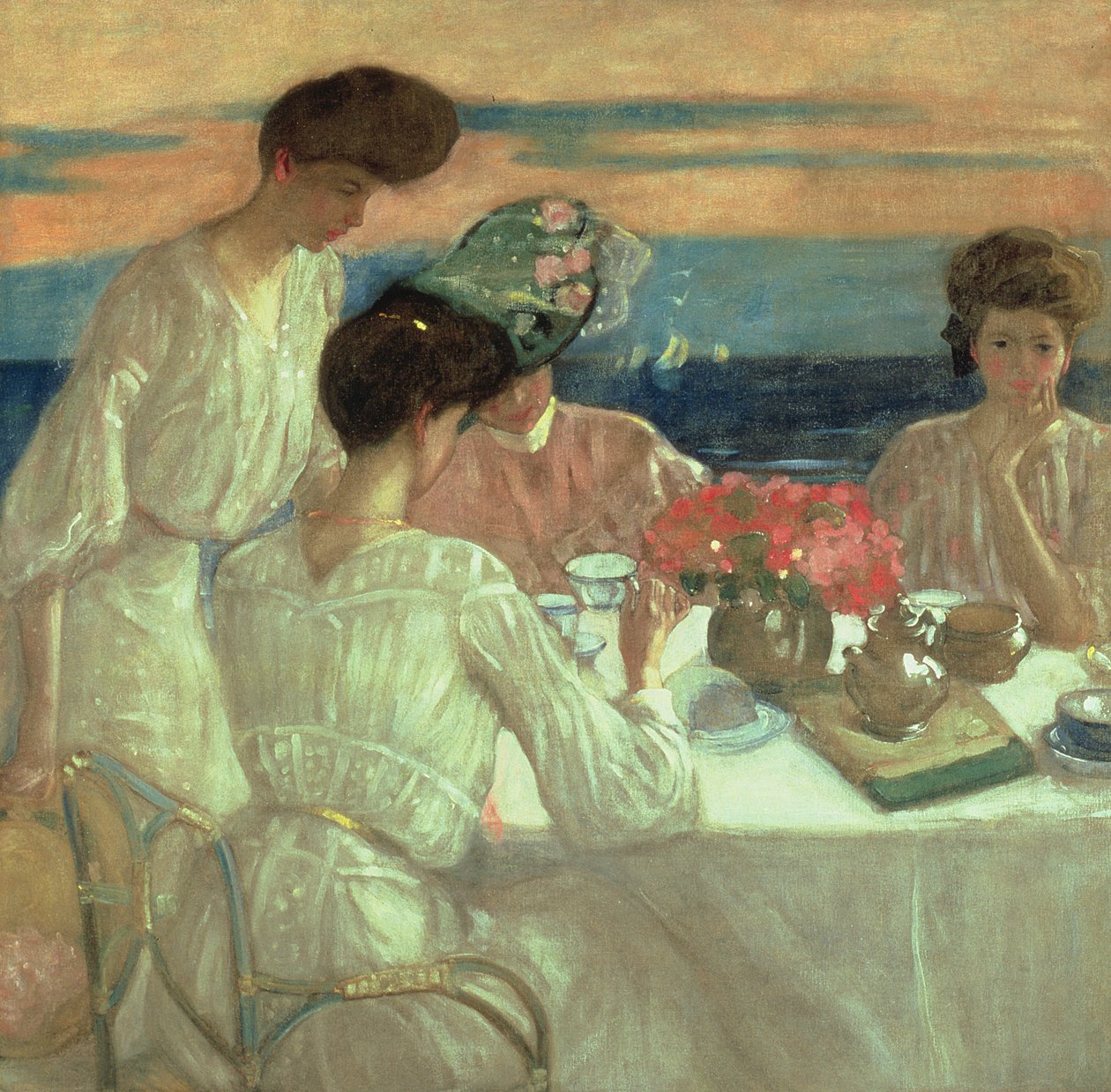 Afternoon Tea on the Terrace (olja på duk) av Frederick Carl Frieseke