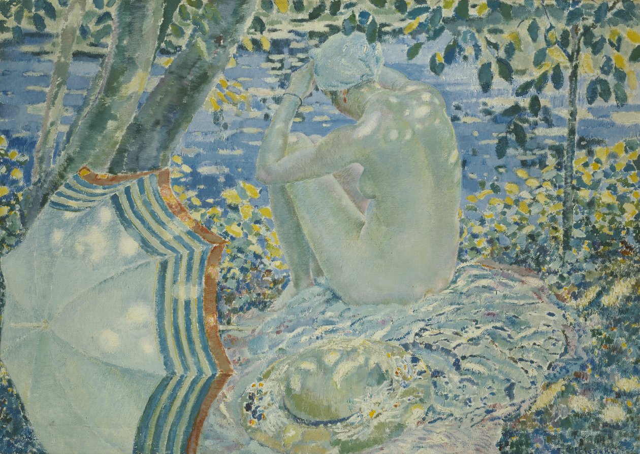 På banken, ca 1915 (olja på duk) av Frederick Carl Frieseke