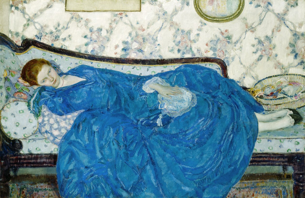 Den blå klänningen, 1917 av Frederick Carl Frieseke