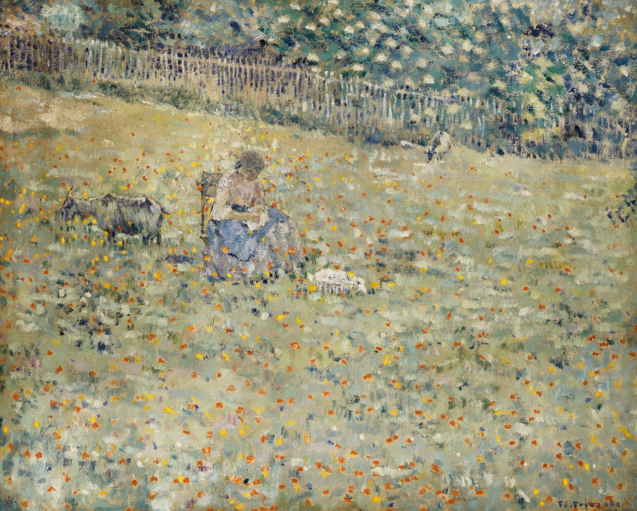 Kvinna och get av Frederick Carl Frieseke