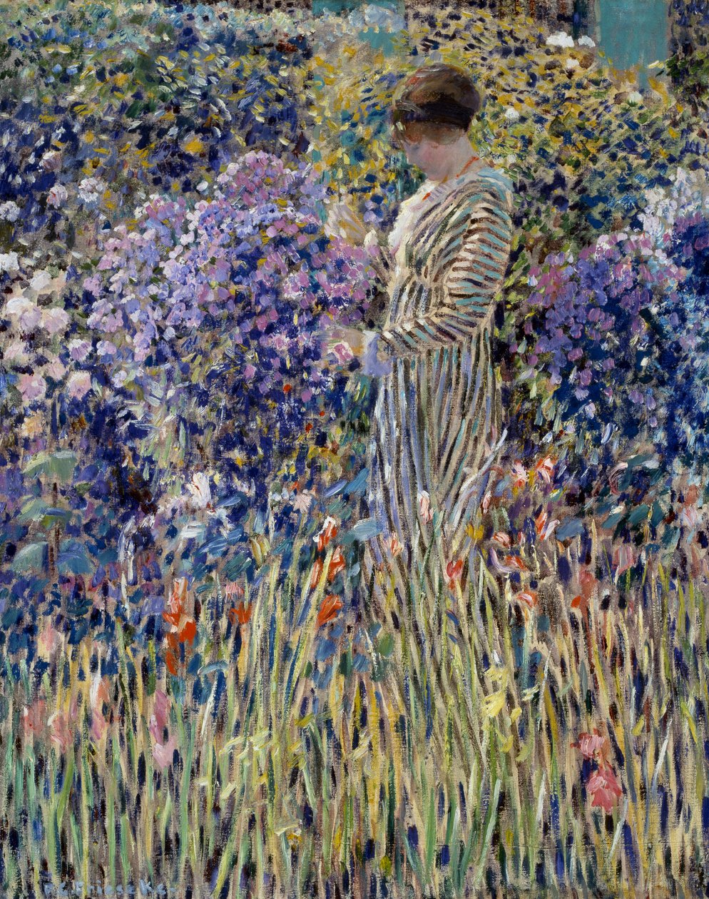 Kvinna i trädgården, cirka 1912, målning av Frederick Carl Frieseke (1874-1939), olja på duk, 81x65 cm av Frederick Carl Frieseke