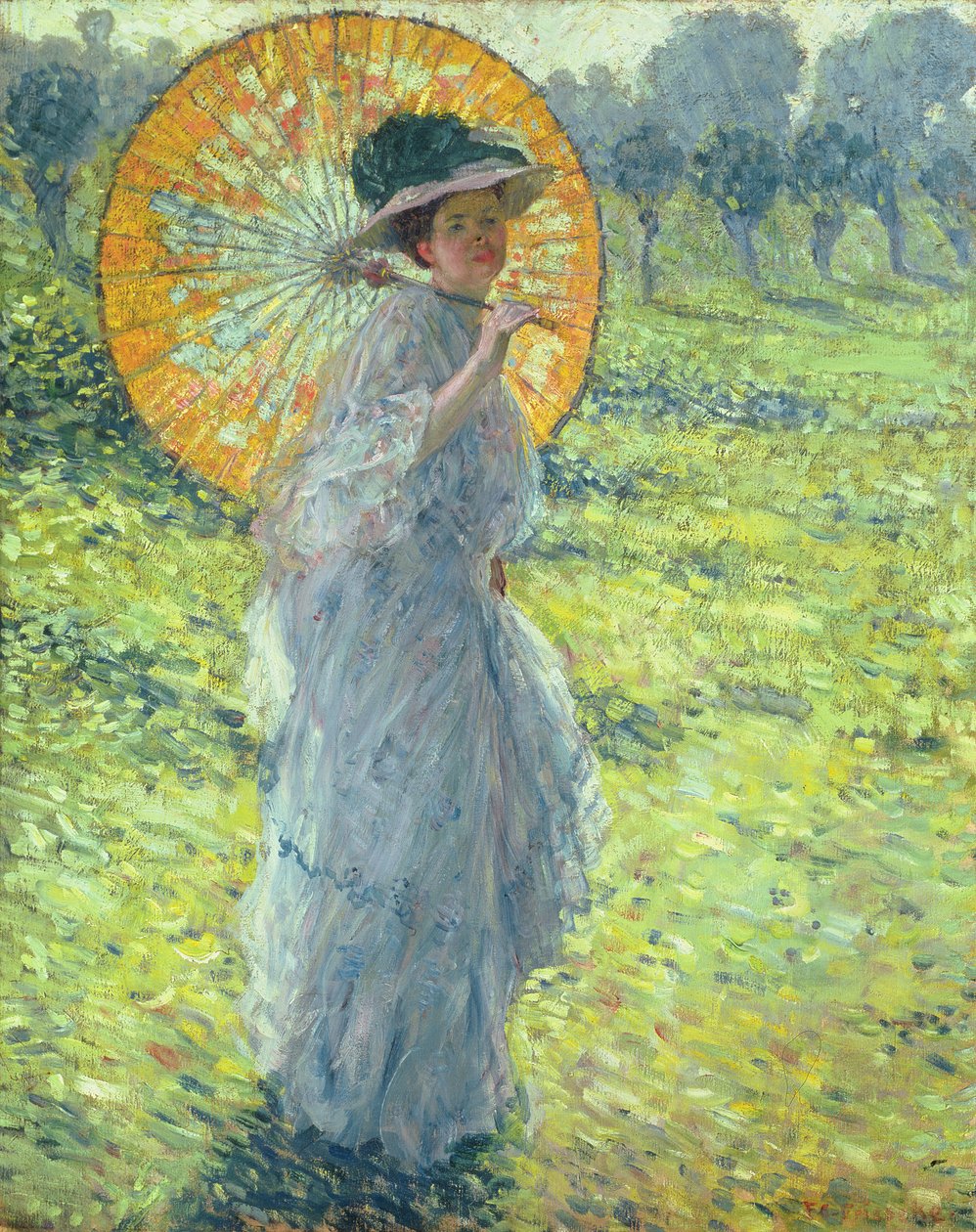 Kvinna med ett parasoll, ca. 1906 (olja på duk) av Frederick Carl Frieseke