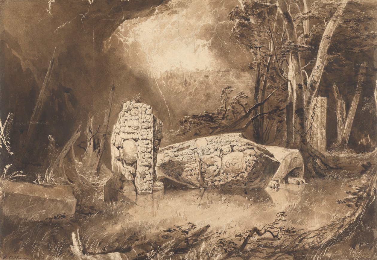 Maya Stella på Copan, Honduras av Frederick Catherwood