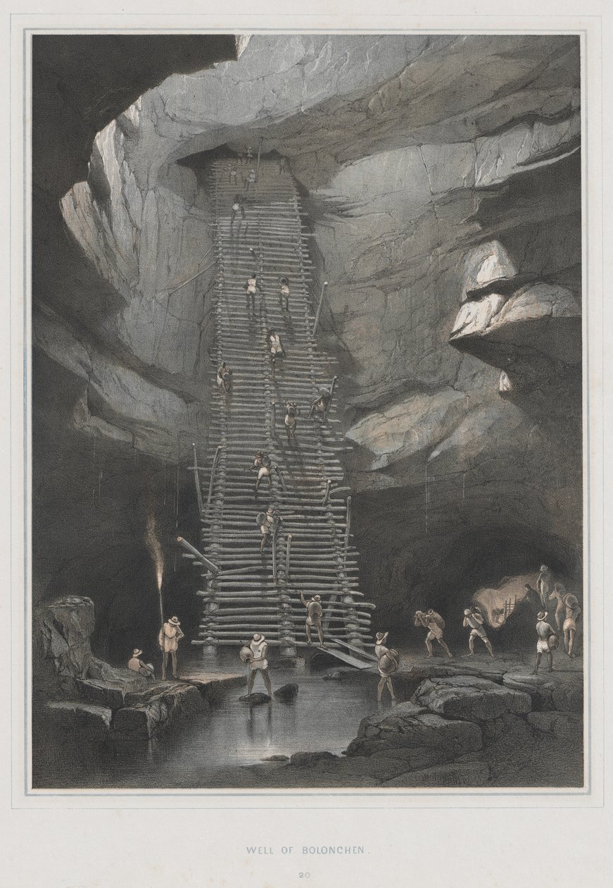 Utsikt över antika monument i Centralamerika, Chiapas och Yucatan, Pl. 20: Bolonchens brunn, 1844. av Frederick Catherwood