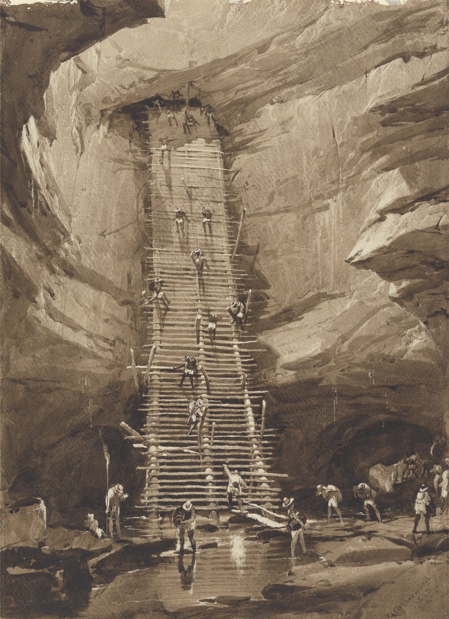 Well at Bolonchen, Yucatan (penna, bläck, penna och tvätt på papper) av Frederick Catherwood