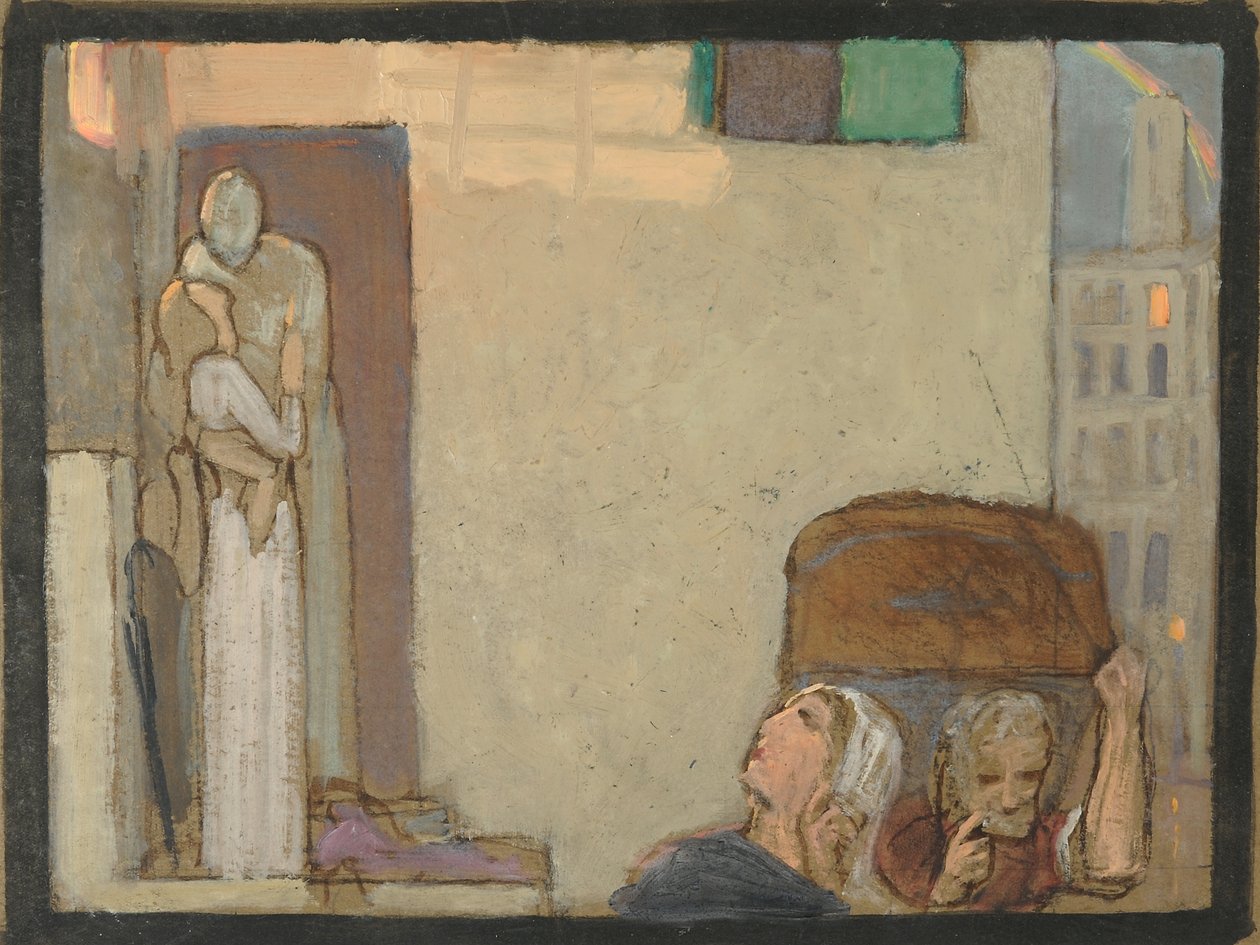 Studie för The Farewell, c.1907 (tempera på papper) av Frederick Cayley Robinson