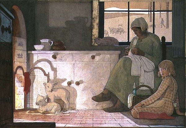Studie för "Fostermodern" av Frederick Cayley Robinson