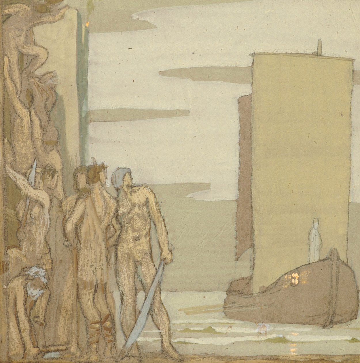 The Landing of St Patrick in Ireland, c.1912 (tempera on wood) av Frederick Cayley Robinson