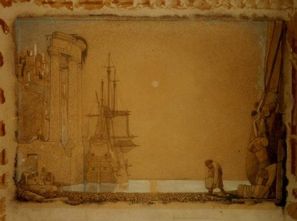 Lossa last (penna och krita) av Frederick Cayley Robinson