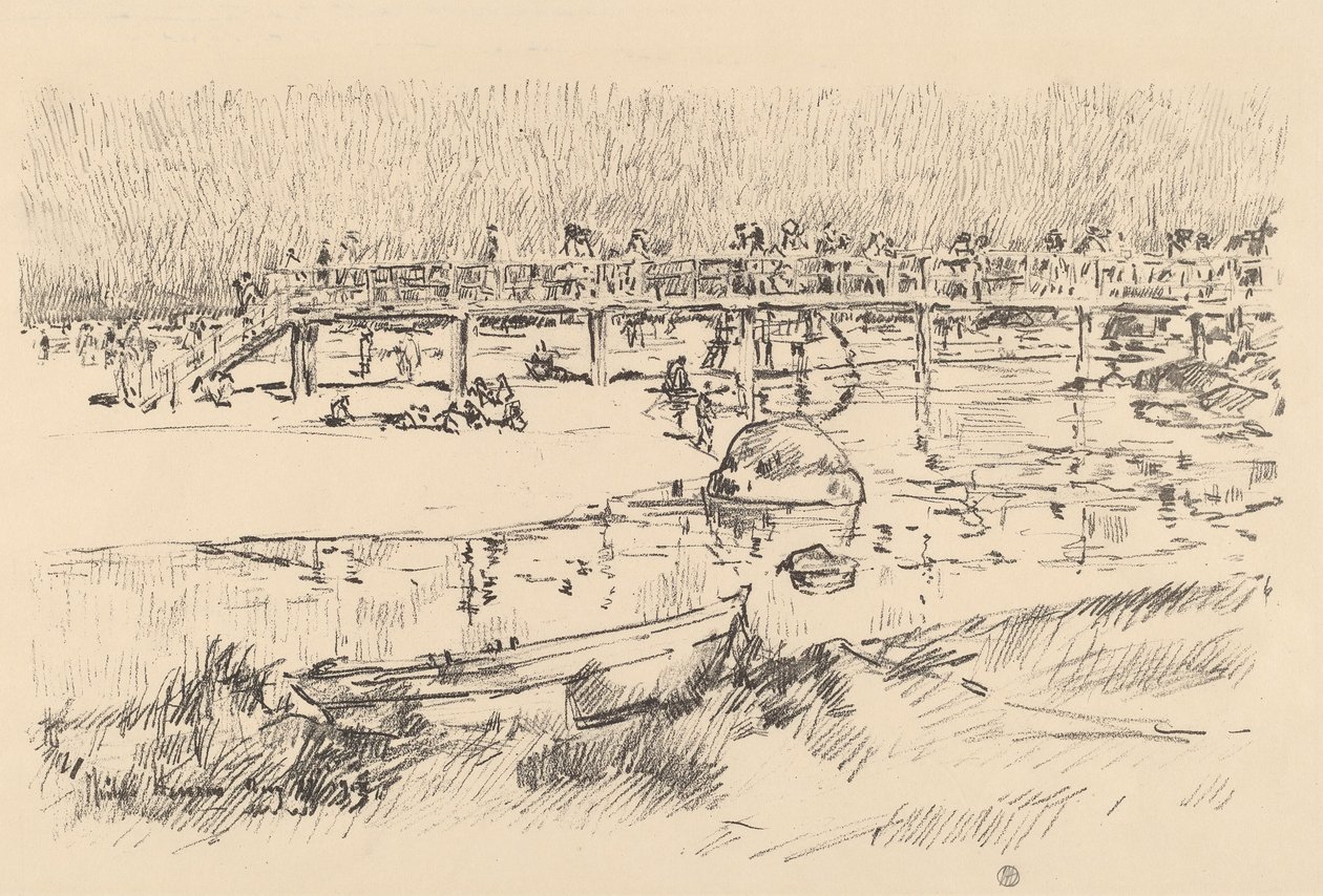 Badstrand, Bass Rocks, ca. 1918. av Frederick Childe Hassam