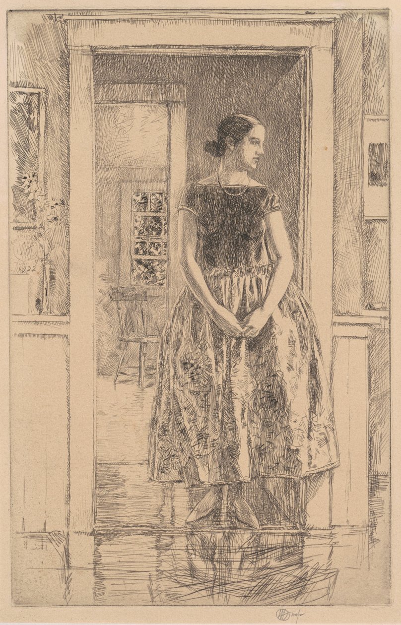Flicka i modern klänning, 1922. av Frederick Childe Hassam