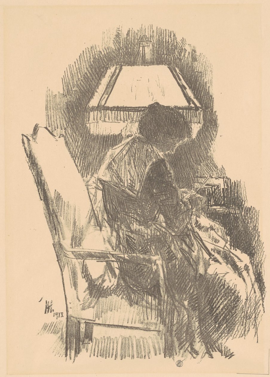 Fru Hassam Knitting large, 1918. av Frederick Childe Hassam