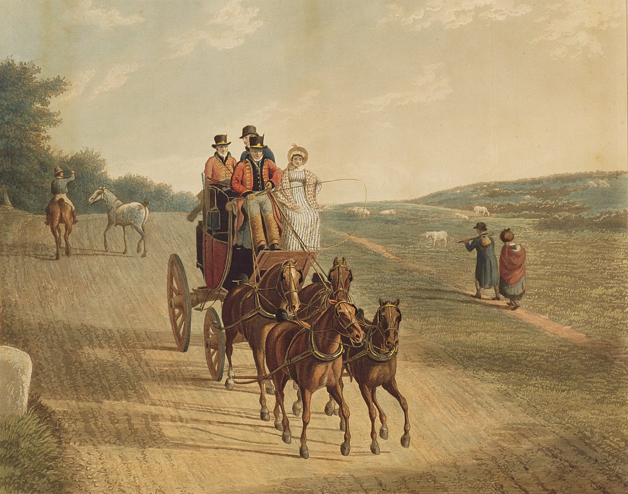 Postcoach, 1819 av Frederick Christian Lewis