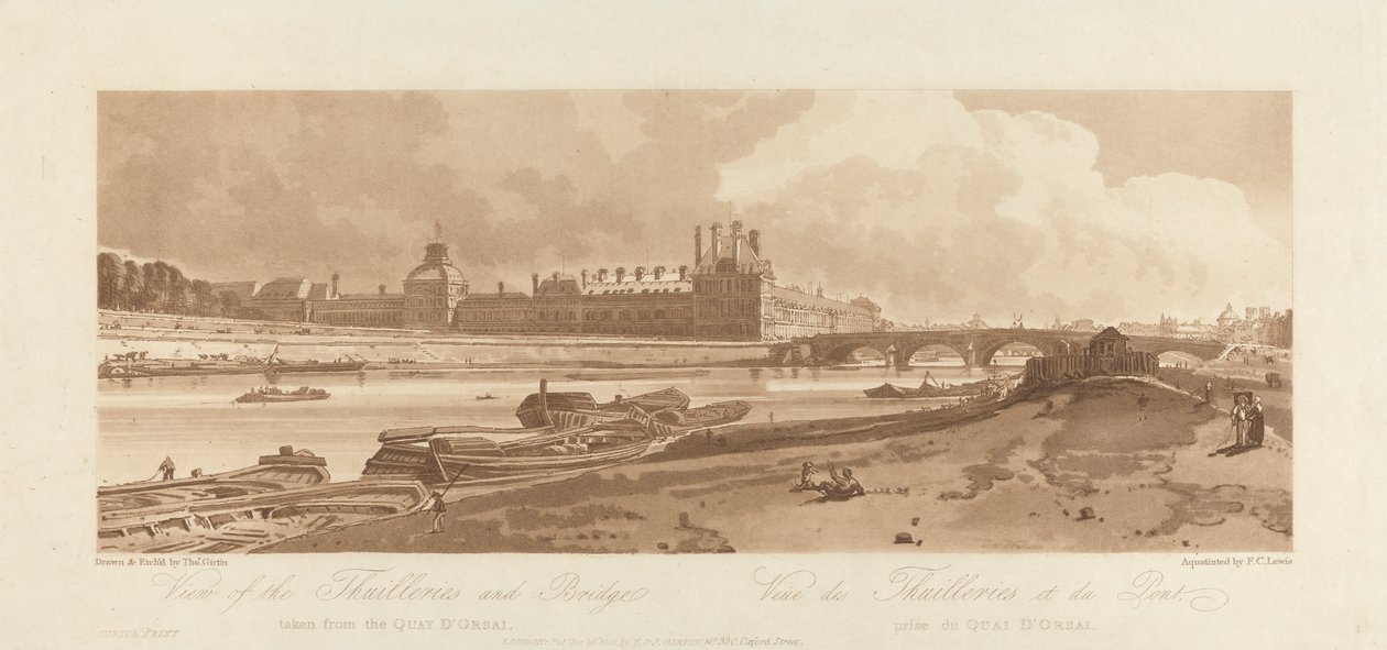 The Emanuel Volume: Tavla 1 från Views in Paris; Utsikt över Thuilleries och bron, tagen från Quai d