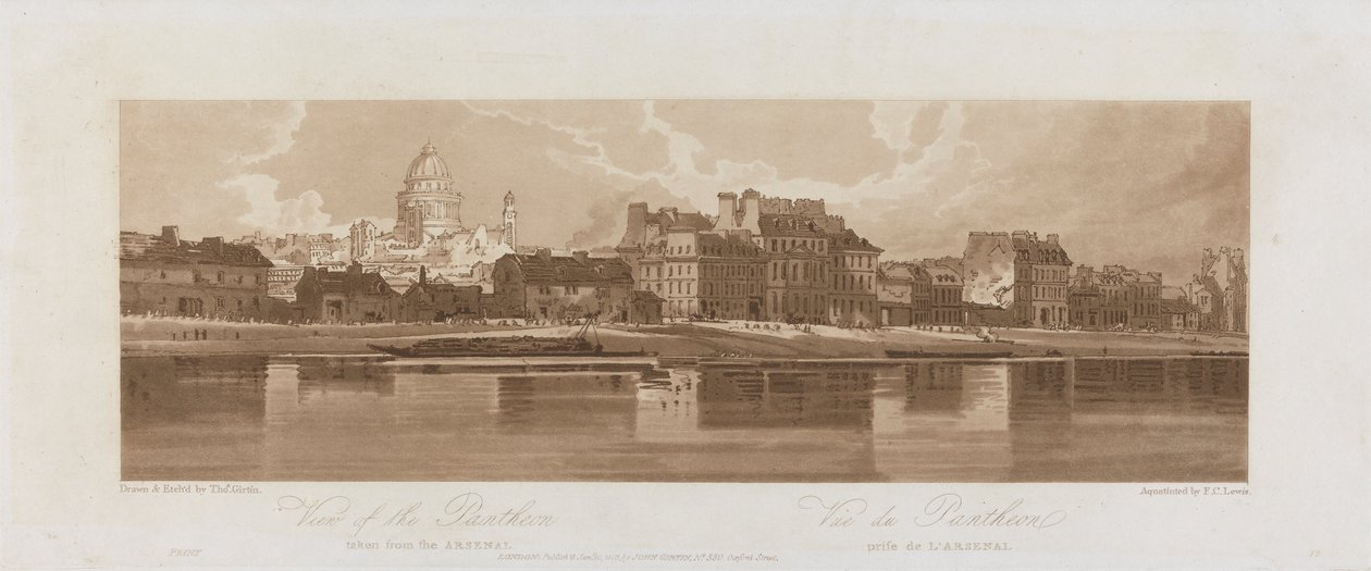 Utsikt över Pantheon, tagna från Arseal 1803; Platta 12 från Views in Paris, Emanuel Volume-spårningen av plattan 1981.25.2621 av Frederick Christian Lewis the Elder