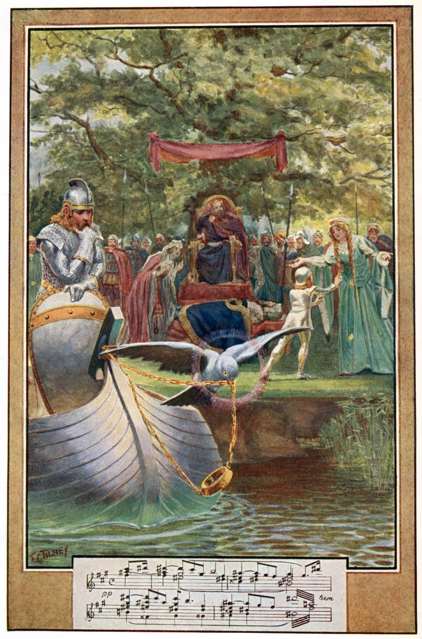 The Departure of Lohengrin, illustration från 