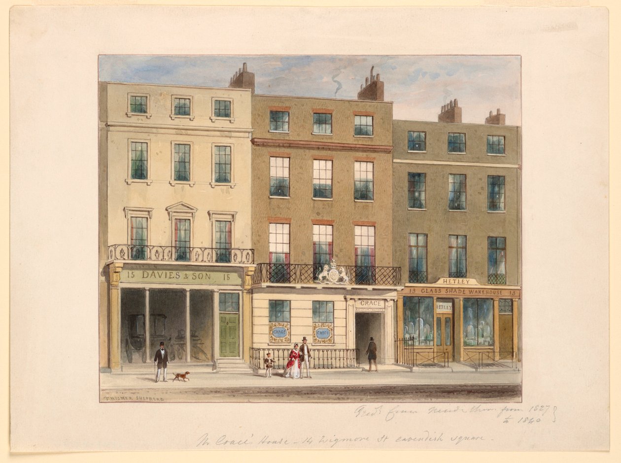 Exteriör, Frederick Crace and Son Establishment, 14 Wigmore Street, London av Frederick Crace
