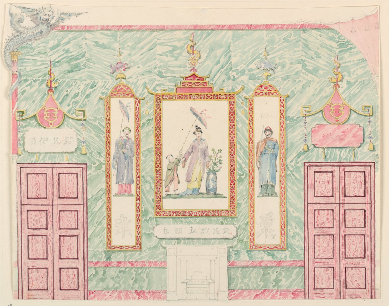 Väggförhöjning, troligen för bankettrummet, Royal Pavilion, Brighton av Frederick Crace