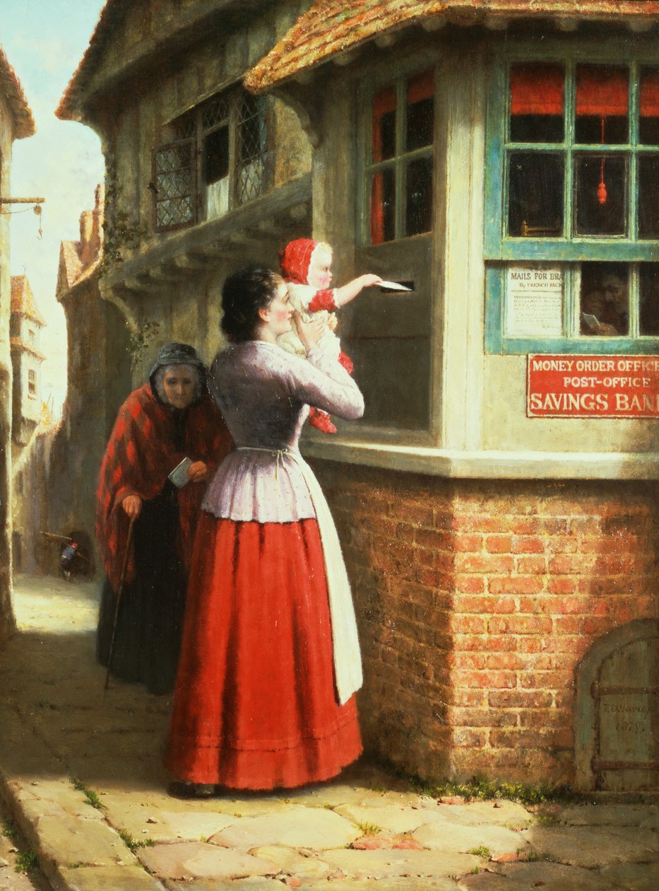 Att posta ett brev, 1879 av Frederick Daniel Hardy
