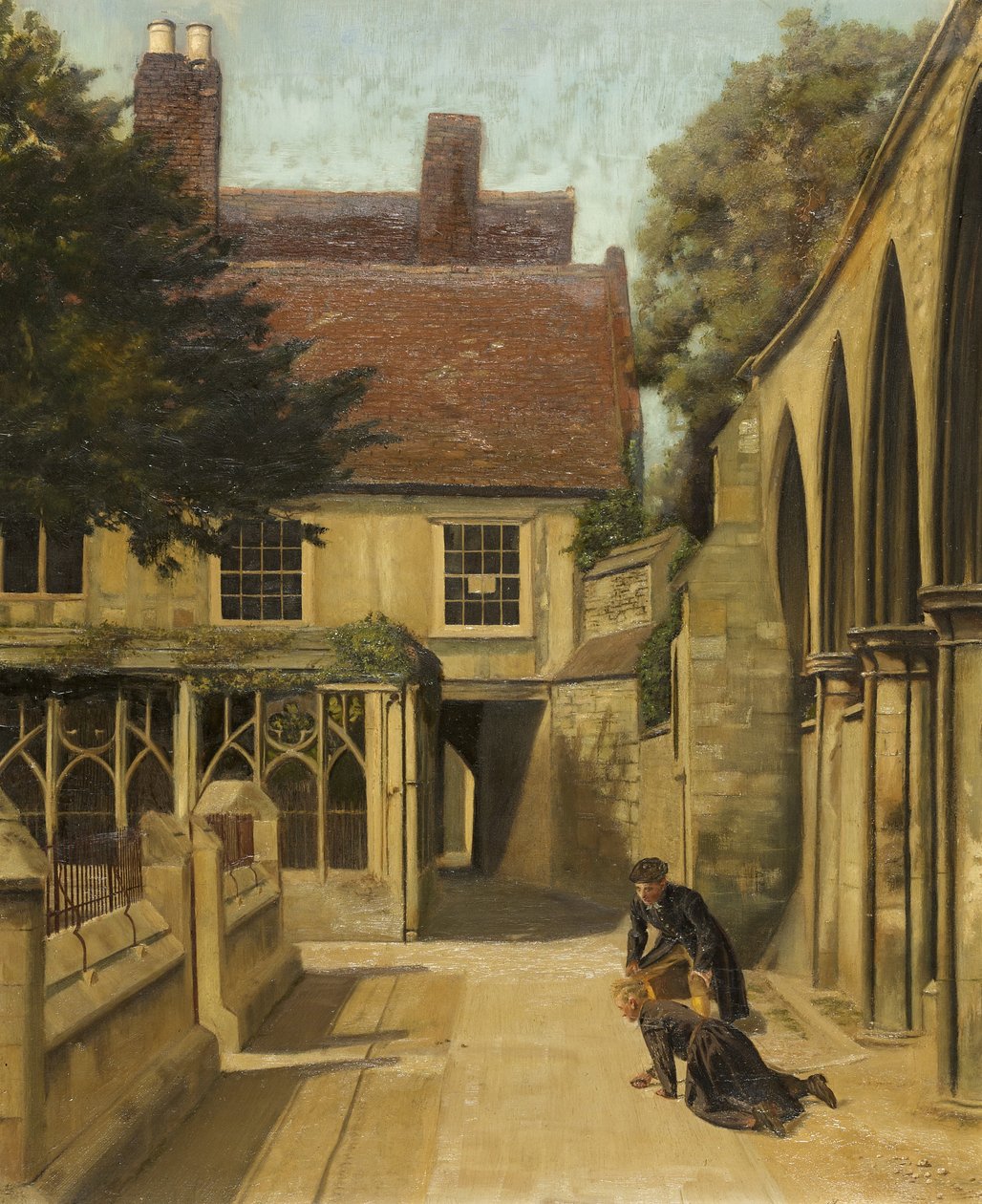The Little Cloisters, Gloucester (olja på duk) av Frederick Dimble Henwood