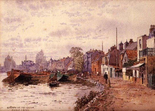 Strand on the Green (penna och akvarell på papper) av Frederick E.J. Goff