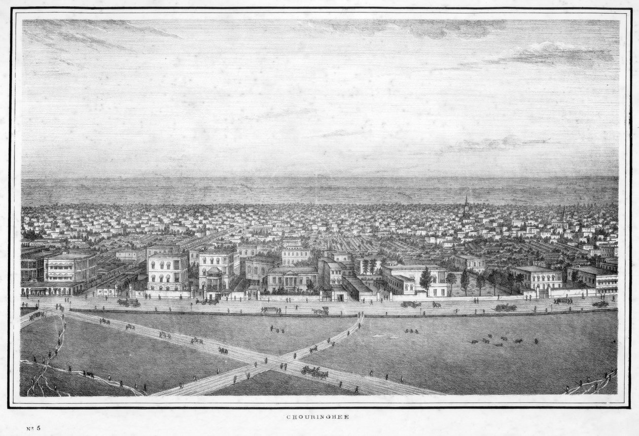 Chowringhee, Calcutta, Indien, c1840-talet. av Frederick Fiebig