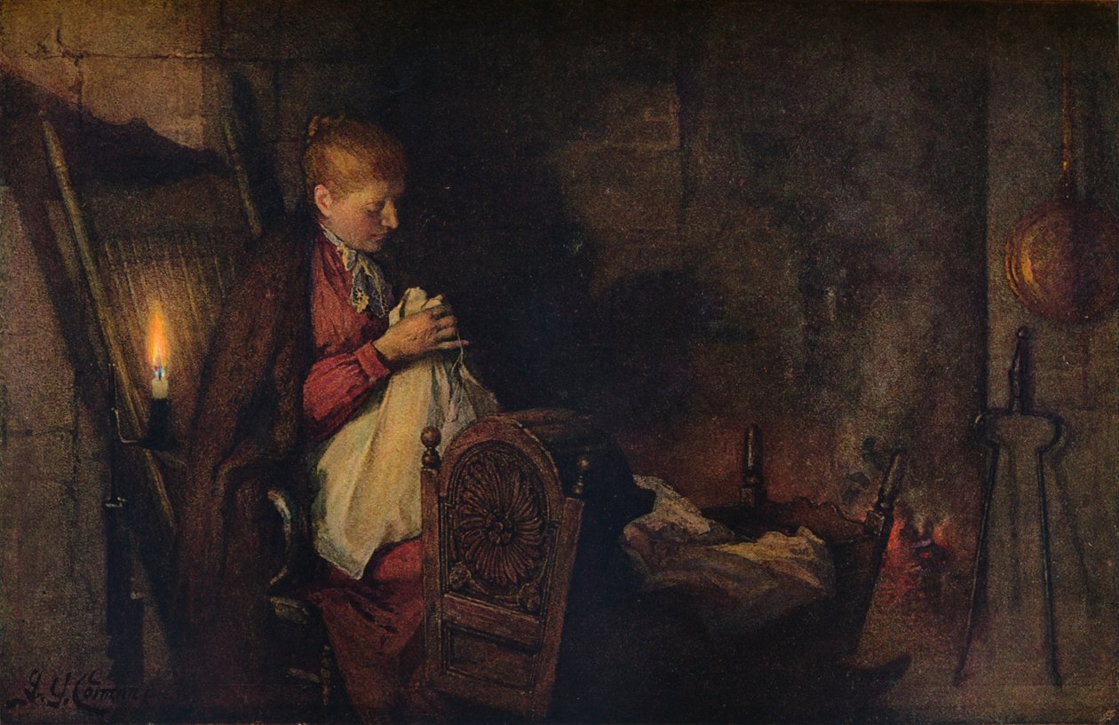 Arbetar och tittar, c1899 av Frederick George Cotman