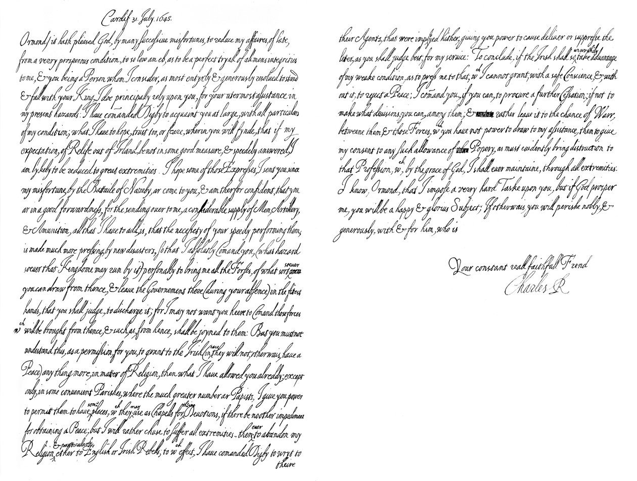 Brev av Charles I, kung av England, till hertigen av Ormonde, 1645 1865. av Frederick George Netherclift