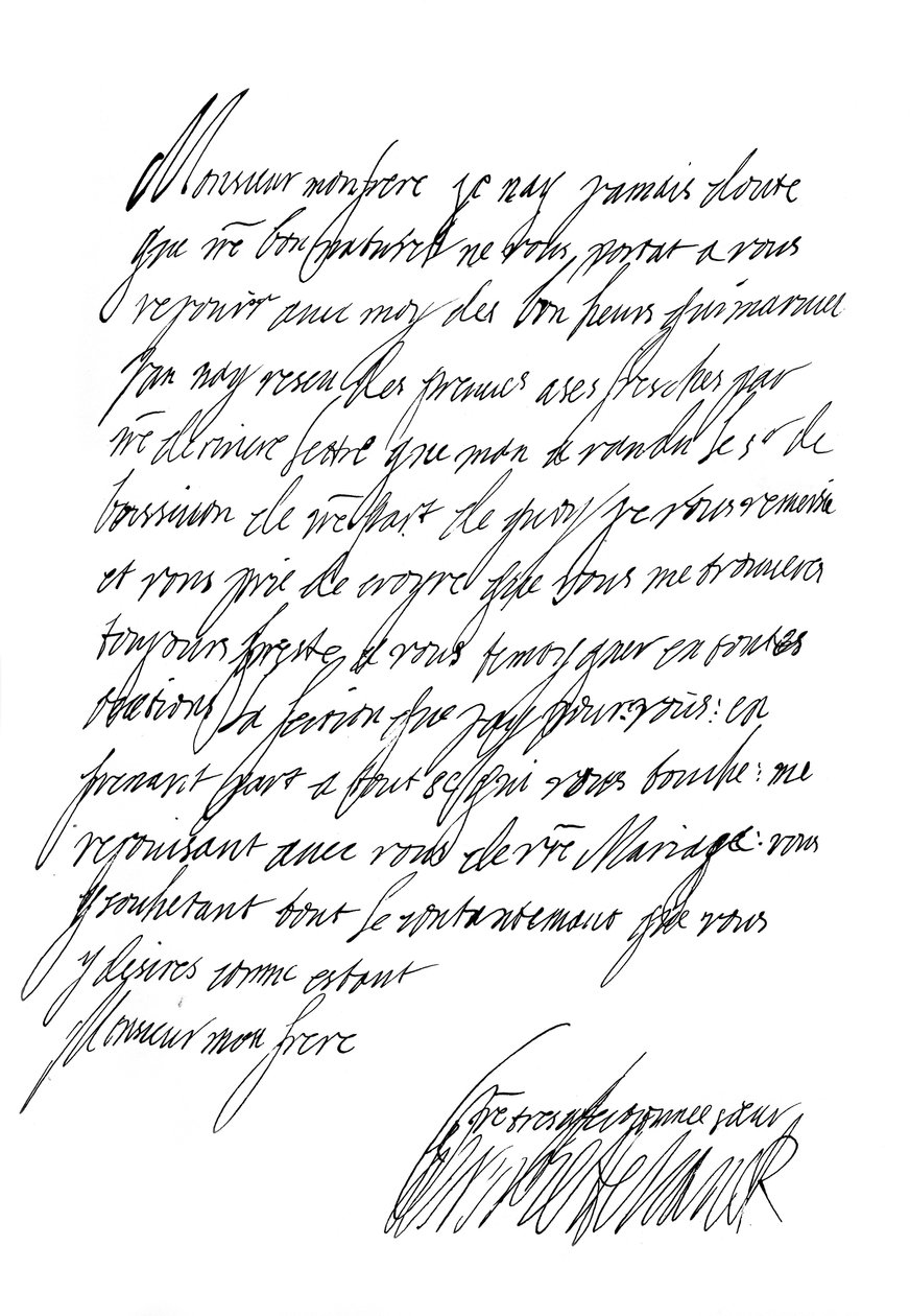Brev av Henrietta Maria, drottning av Karl I, 1600-talet 1865. av Frederick George Netherclift