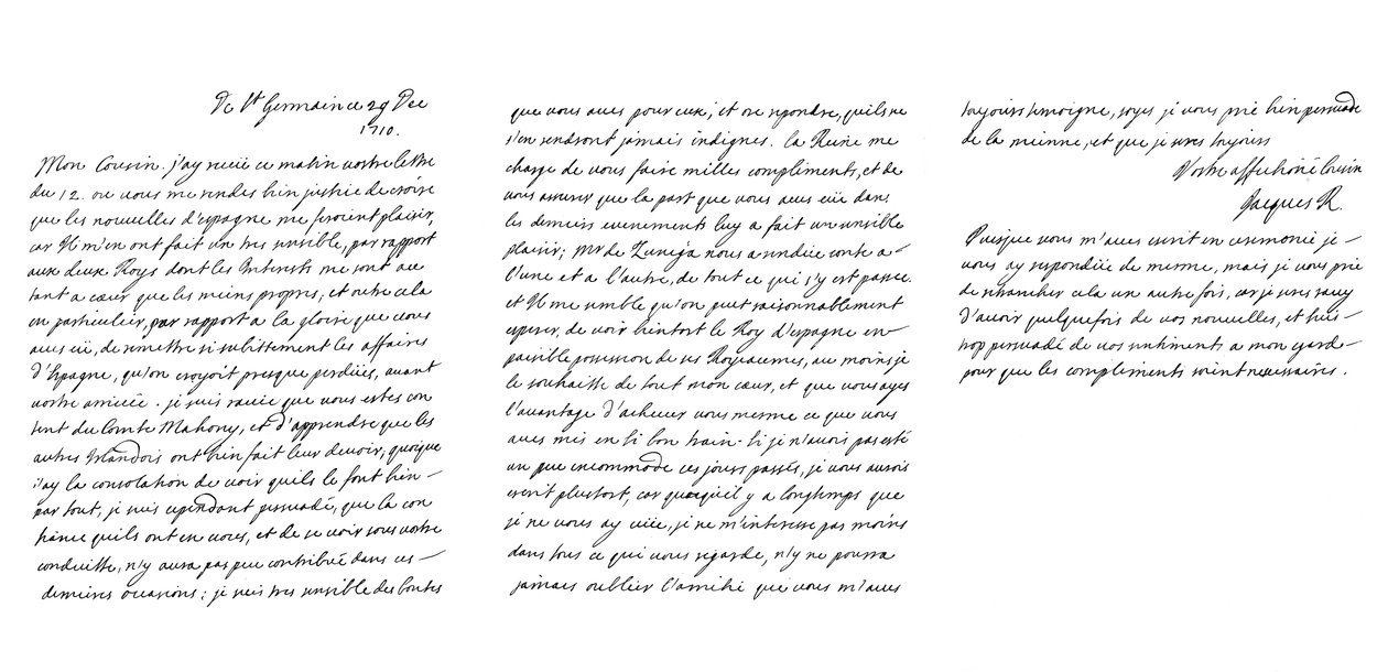 Brev av James Francis Edward Stuart den gamle pretendern till hertigen de Vendome, 1710 1865. av Frederick George Netherclift