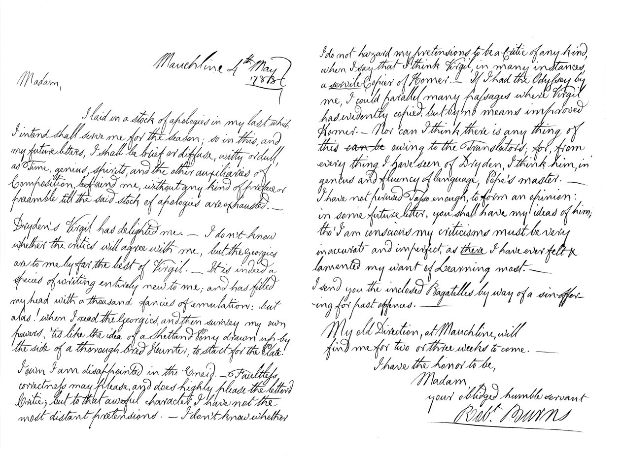 Brev av Robert Burns till Mrs Dunlop av Haddington, 1788 1865. av Frederick George Netherclift