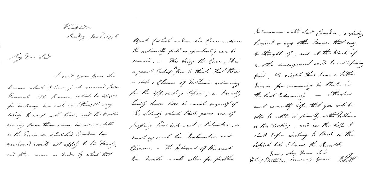 Brev av William Pitt till hertigen av Portland, 1796 1865. av Frederick George Netherclift