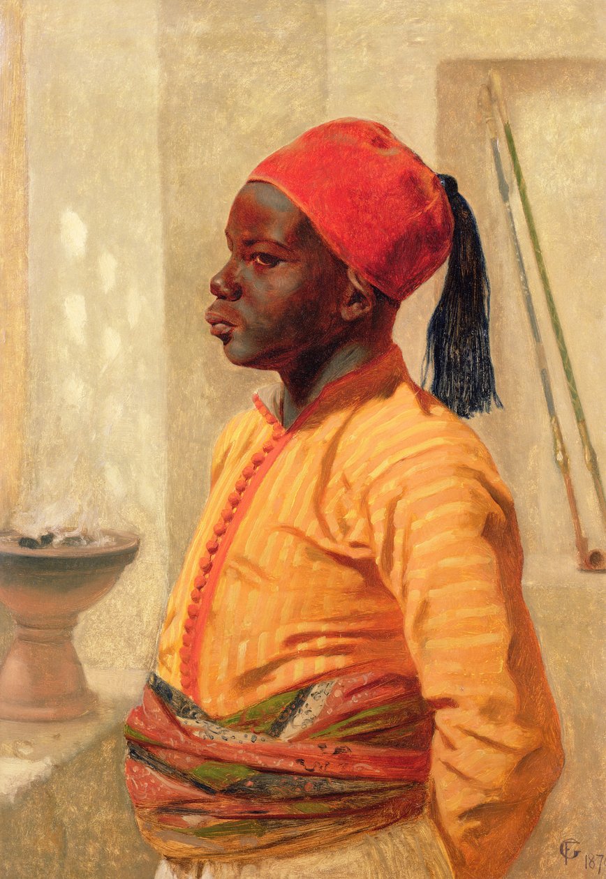 Halvlångt porträtt av en arabisk pojke av Frederick Goodall