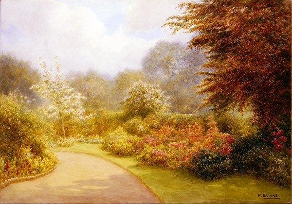 Azalea Rectory Gardens, Brockhurst Hill (akvarell på papper) av Frederick Henry Evans