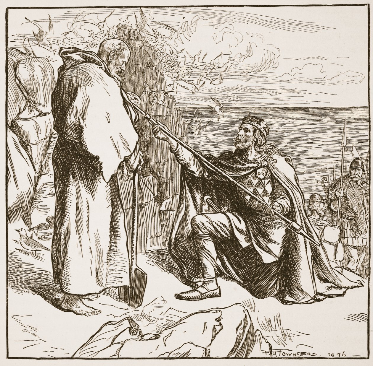Egfrid vädjar till St. Cuthbert, illustration från 