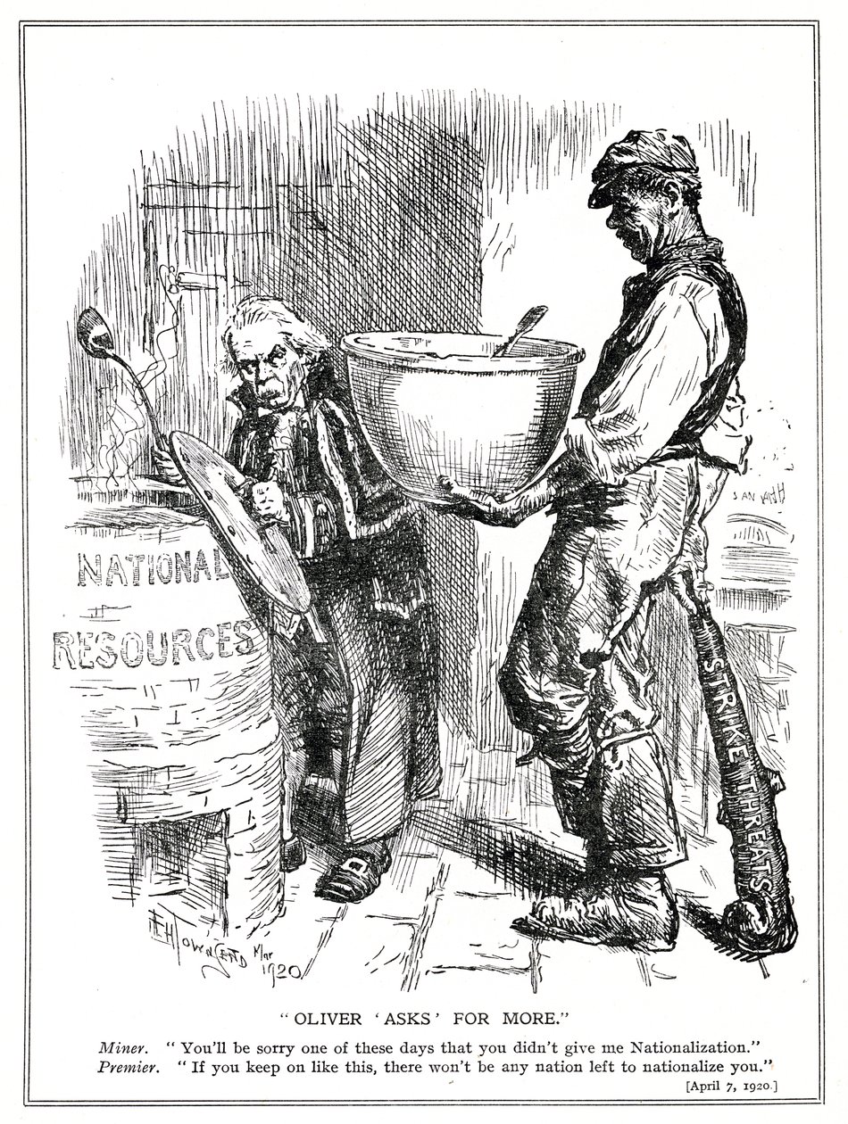 Lloyd George möter hot om strejk från gruvarbetarna, april 1920 av Frederick Henry Townsend