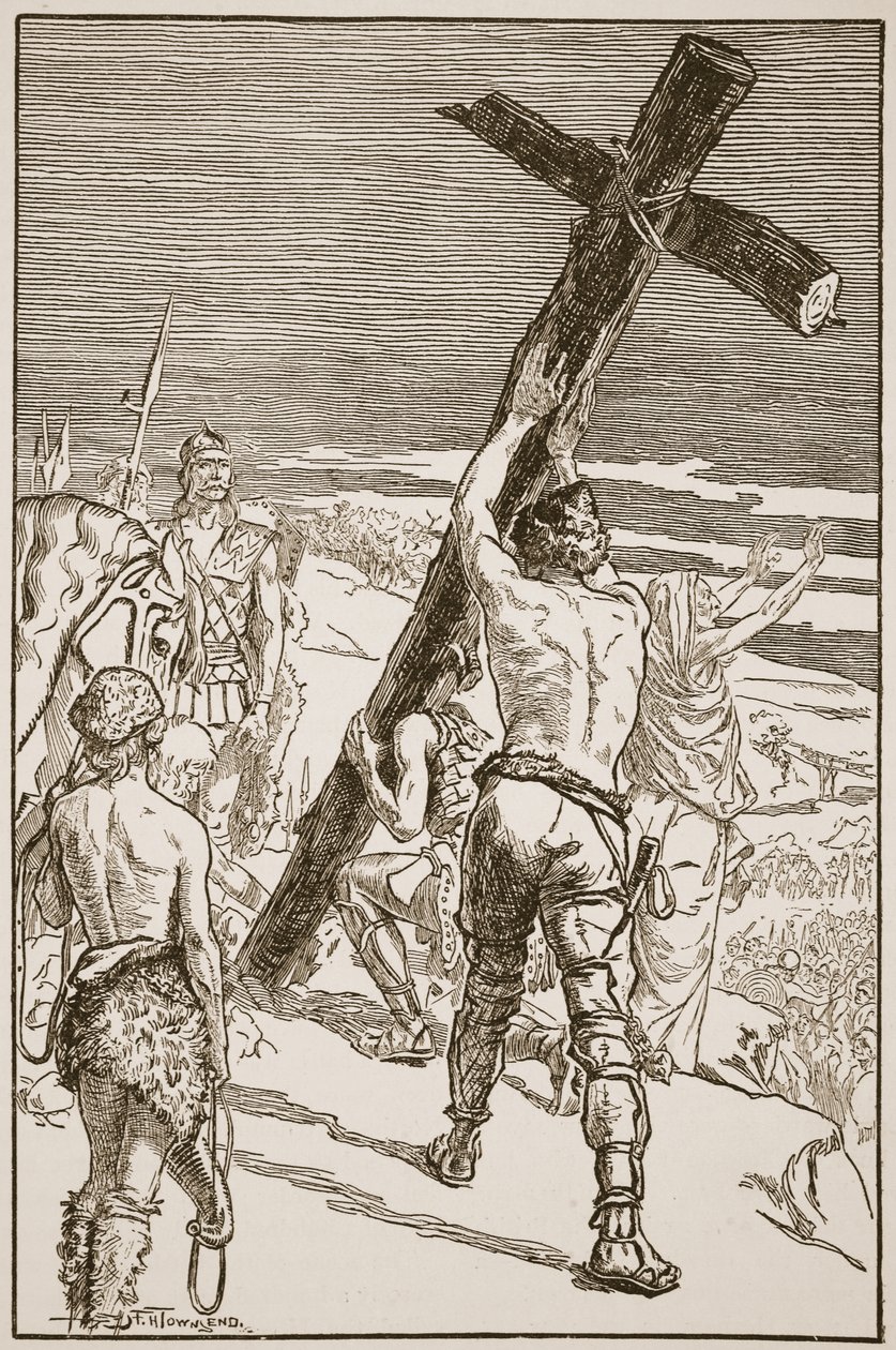 Oswald reser korset, illustration från 