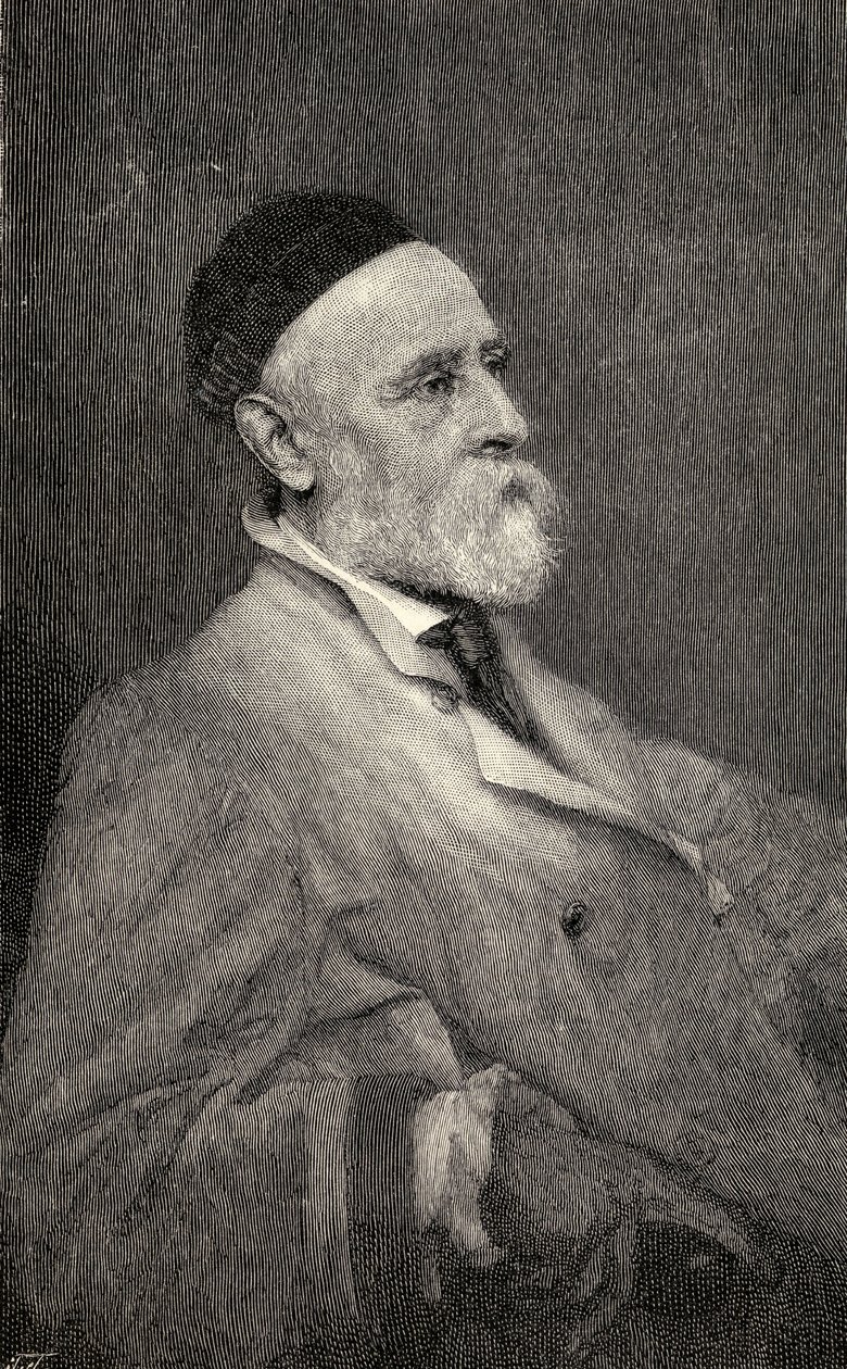 Porträtt av George Frederick Watts, graverad av T. Johnson efter fotografiet av Hollyer, från 