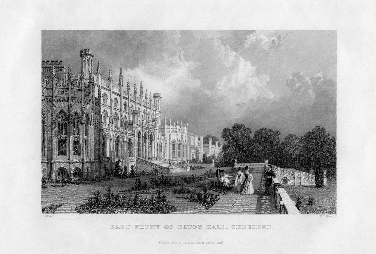 Östra framsidan av Eaton Hall, Cheshire, 1845 av Frederick James Havell