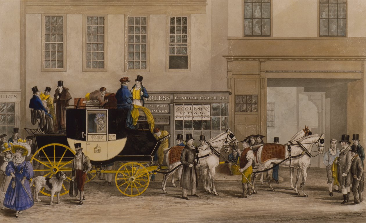 The Blenheim, lämnar Star Hotel, Oxford av Frederick James Havell