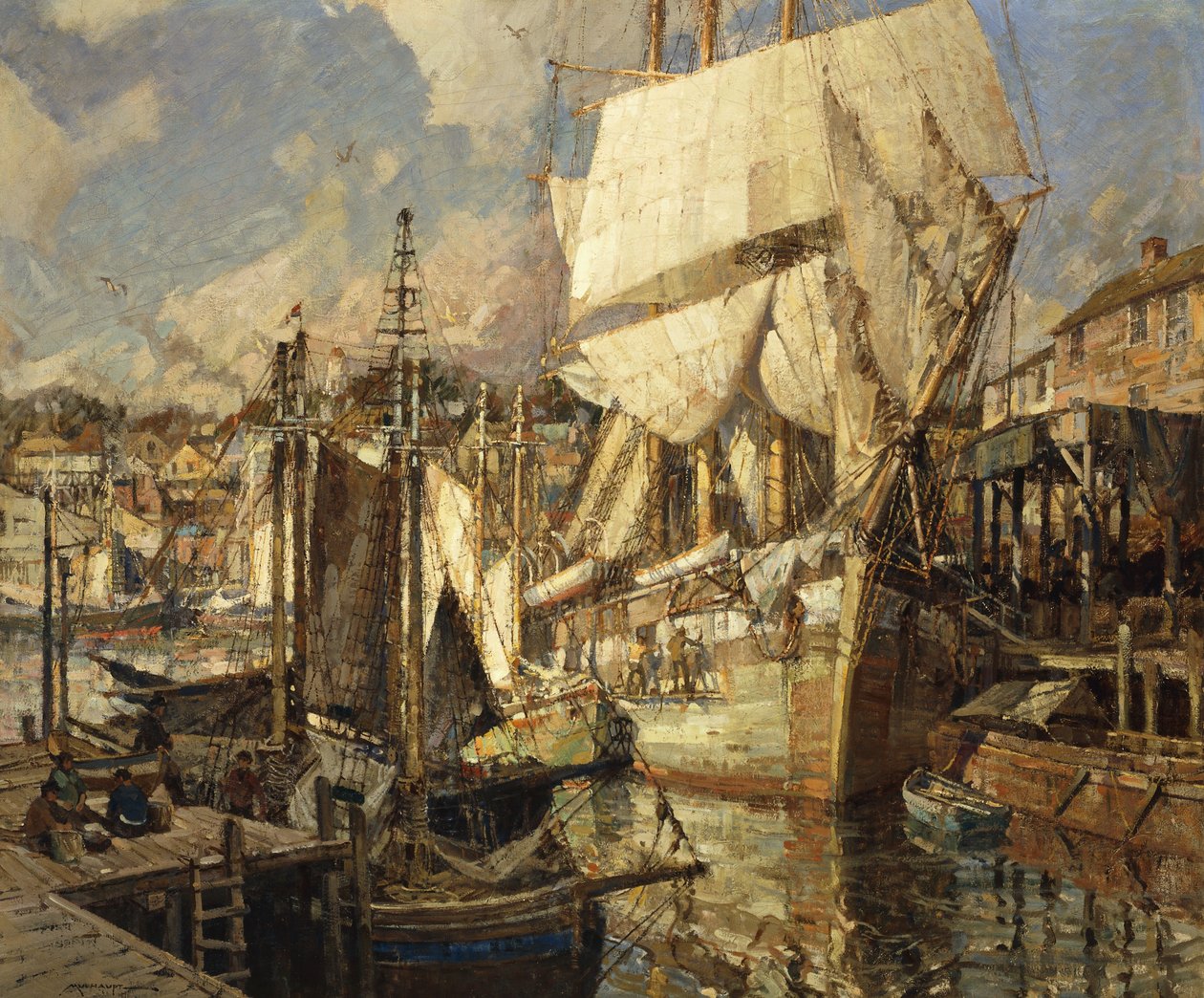Cadiz saltfartyg, Gloucesters hamn av Frederick John Mulhaupt