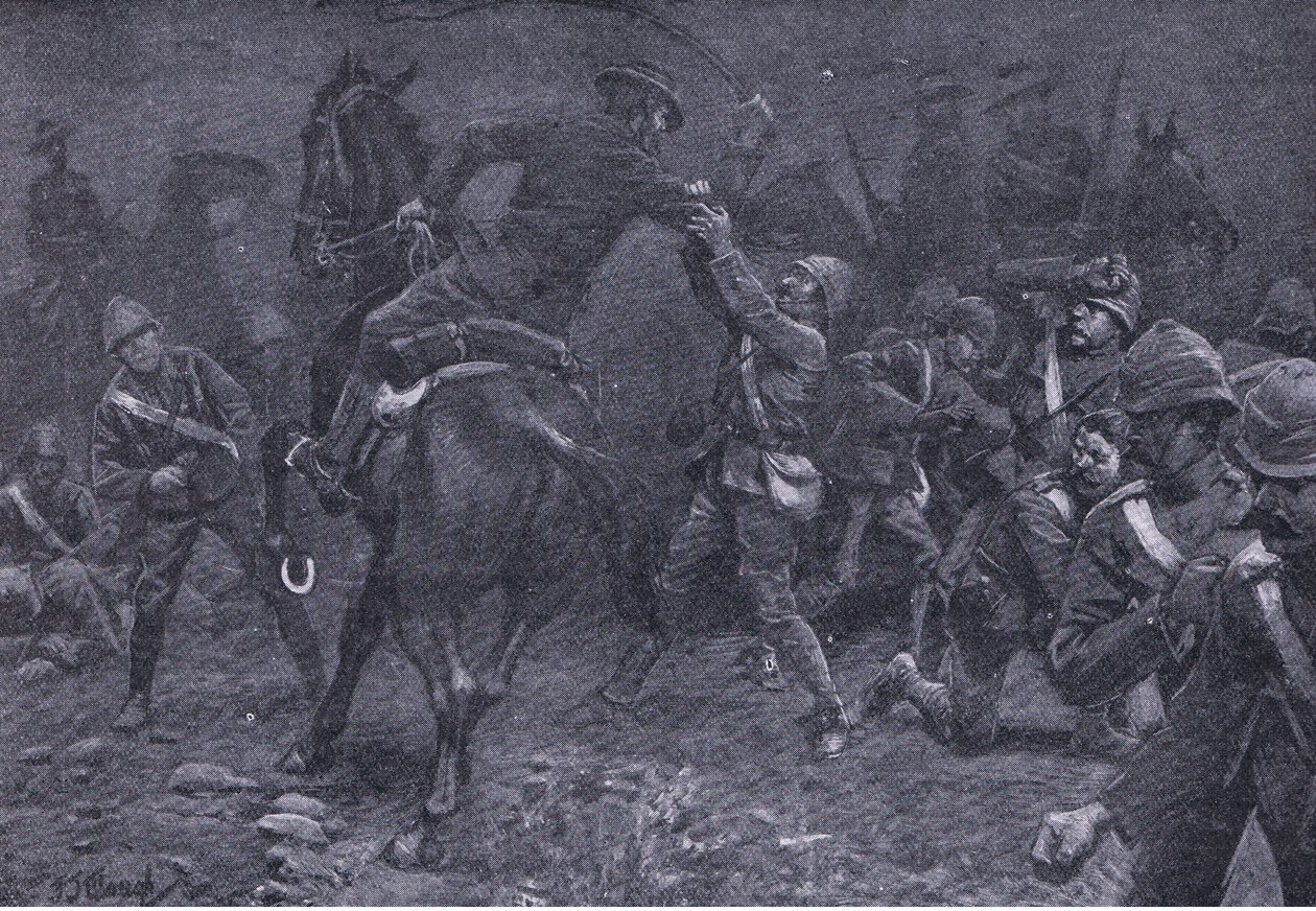 Major Boole-Smith tar itu med De Wet, från After Pretoria: The Guerilla War publicerad av Harmsworth Bros Limited, 1901 av Frederick Judd Waugh