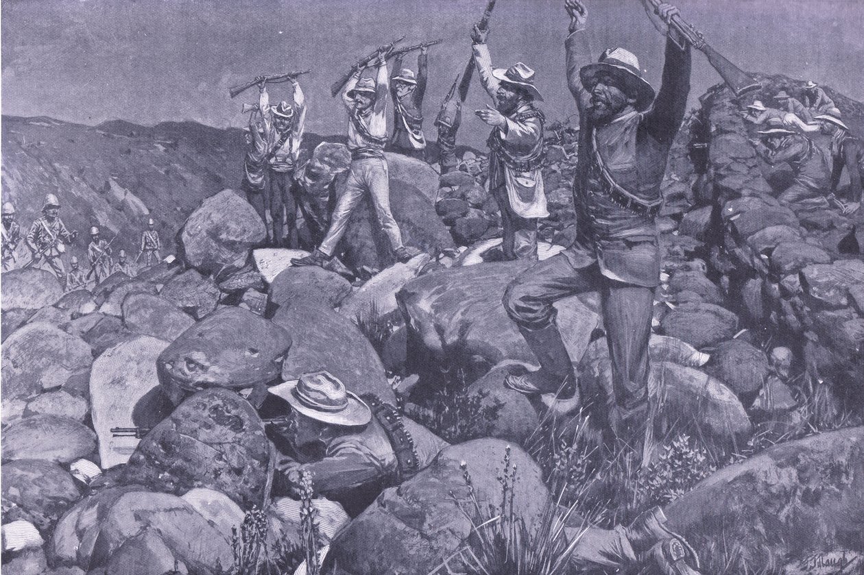 Den låtsade kapitulationen som drog Liverpools in i en desperat position, illustration från After Pretoria: The Guerilla War, 1902 av Frederick Judd Waugh