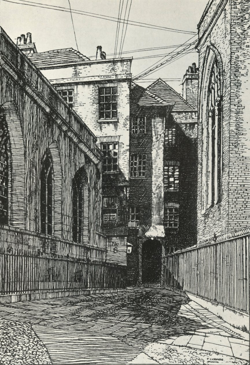 Södra sidan av hallen på Cliffords Inn i City of London, c1903, 1934. av Frederick Landseer Maur Griggs