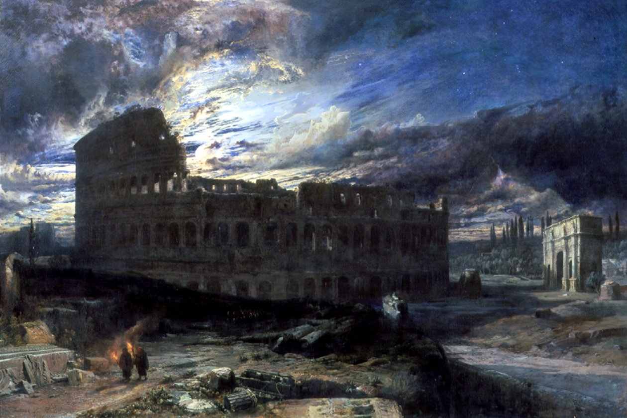 Colosseum i Rom vid månsken, 1859 av Frederick Lee Bridell