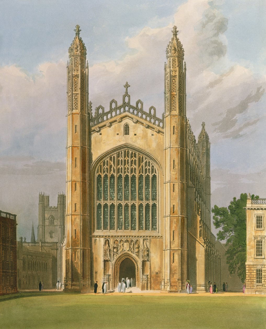Cambridge: Kings College från "History of Cambridge", Vol.1 av Frederick Mackenzie