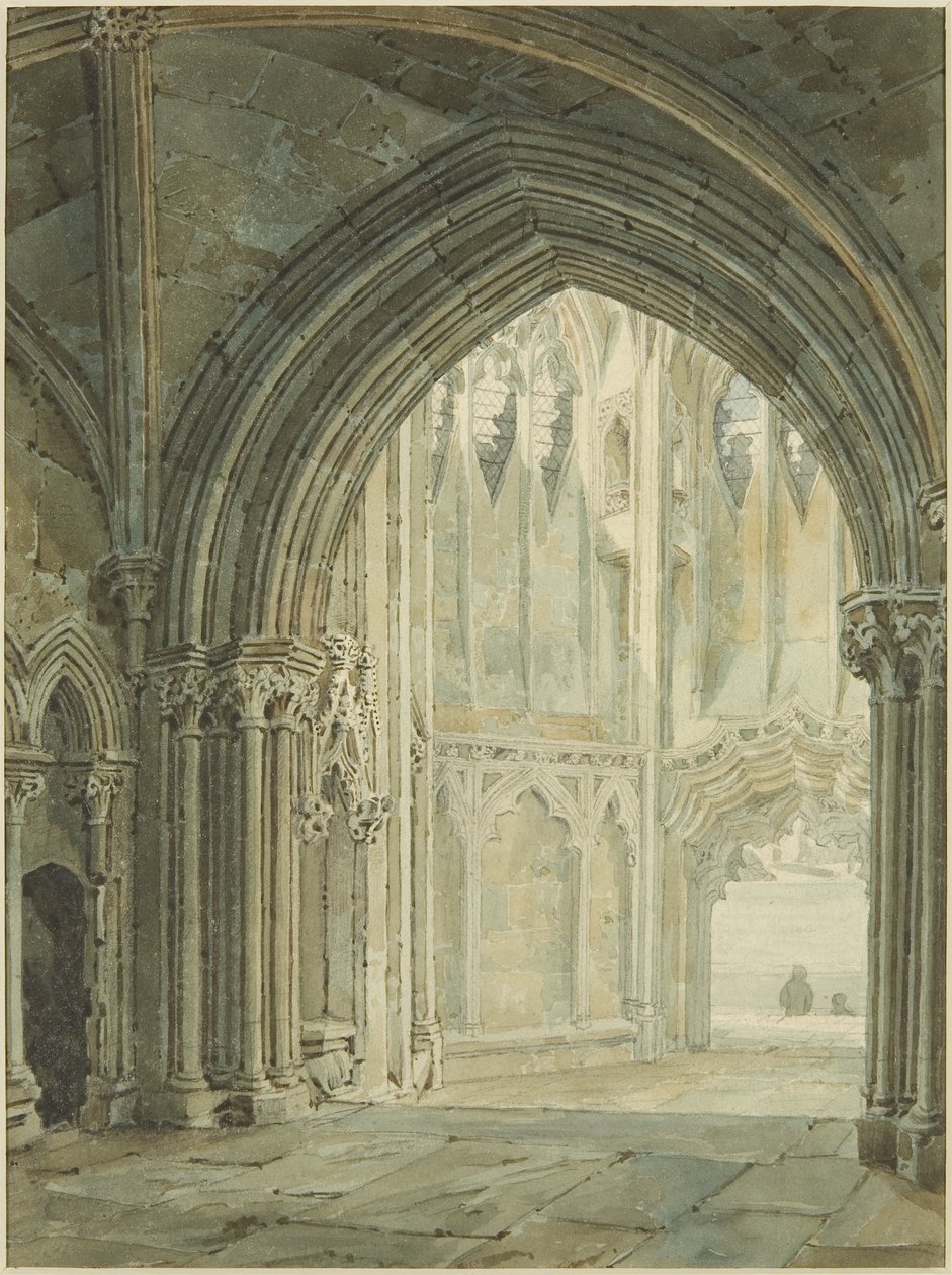 Interiör av North Porch of St Mary Redcliffe av Frederick Mackenzie