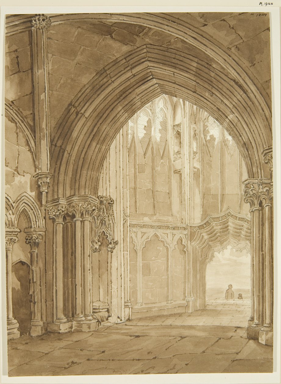 Interiör av North Porch of St Mary Redcliffe av Frederick Mackenzie