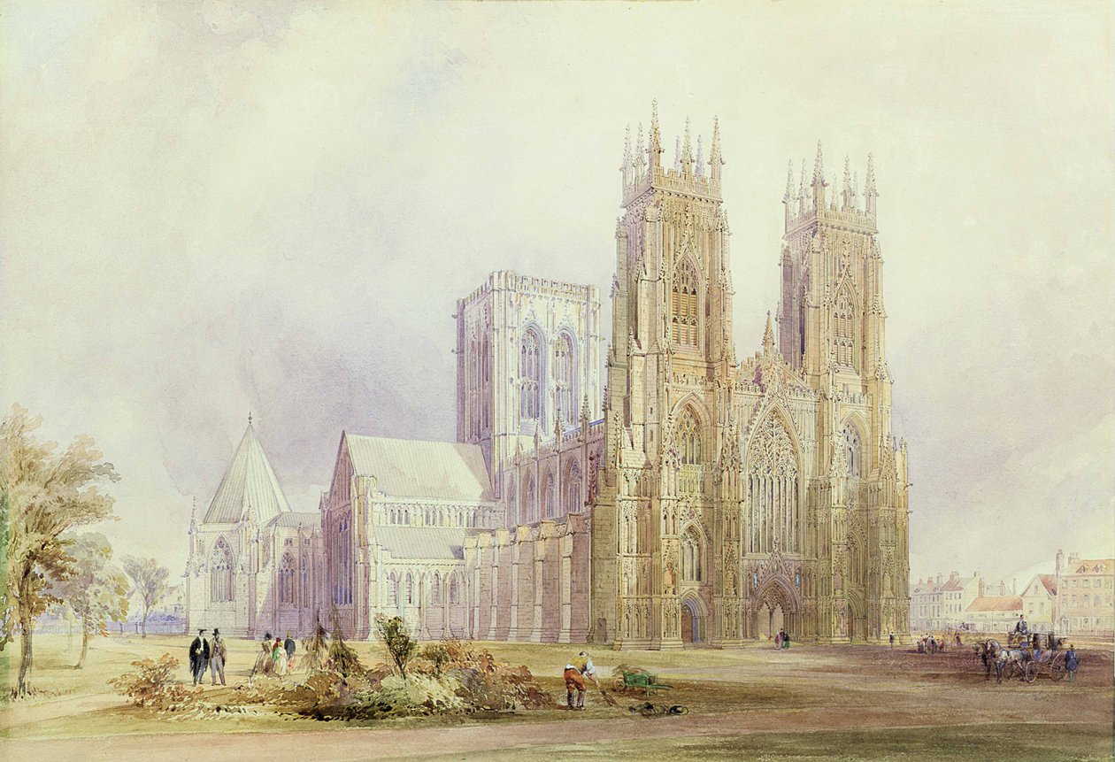 York Minster: vy från nordväst av Frederick Mackenzie