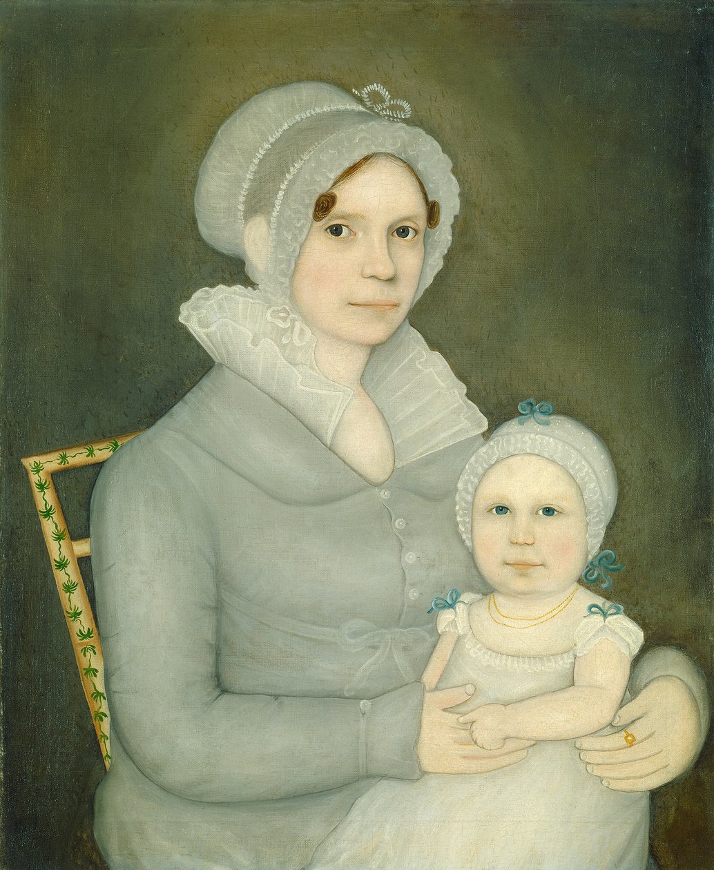 Mrs. John Harrisson och dotter, ca. 1823. av Frederick Mayhew